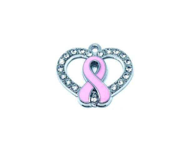 SBRAC-013 Pink Ribbon Heart Bracelet Charm