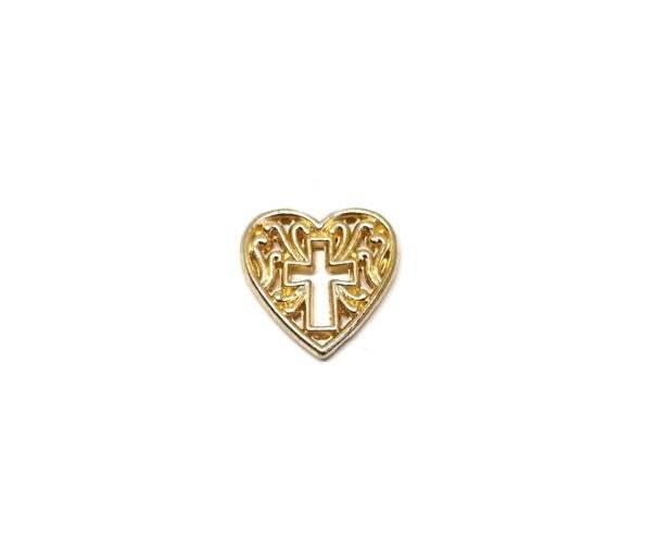 SGOL-012 Gold Filled Heart Cross Charm