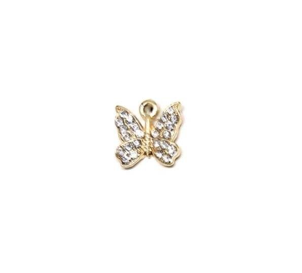 SGOL-015 Gold Filled Rhinestone Butterfly Charm